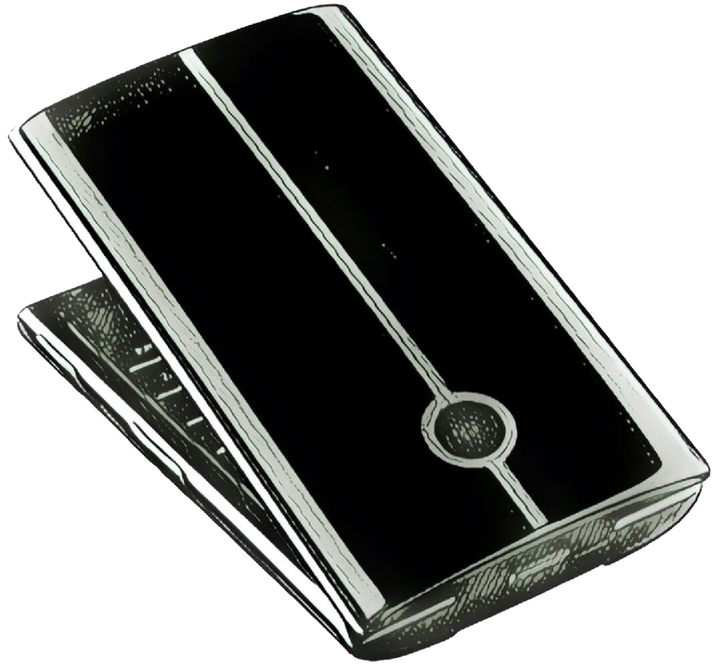 Sketch of a Kyocera flip phone, closed